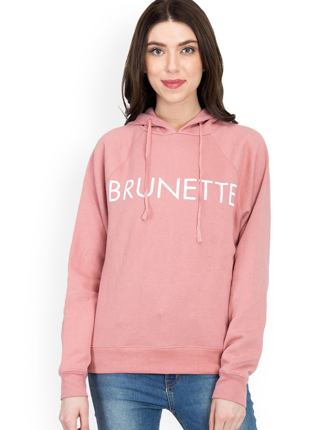 Kotty Women Pink Printed Hooded Sweatshirt