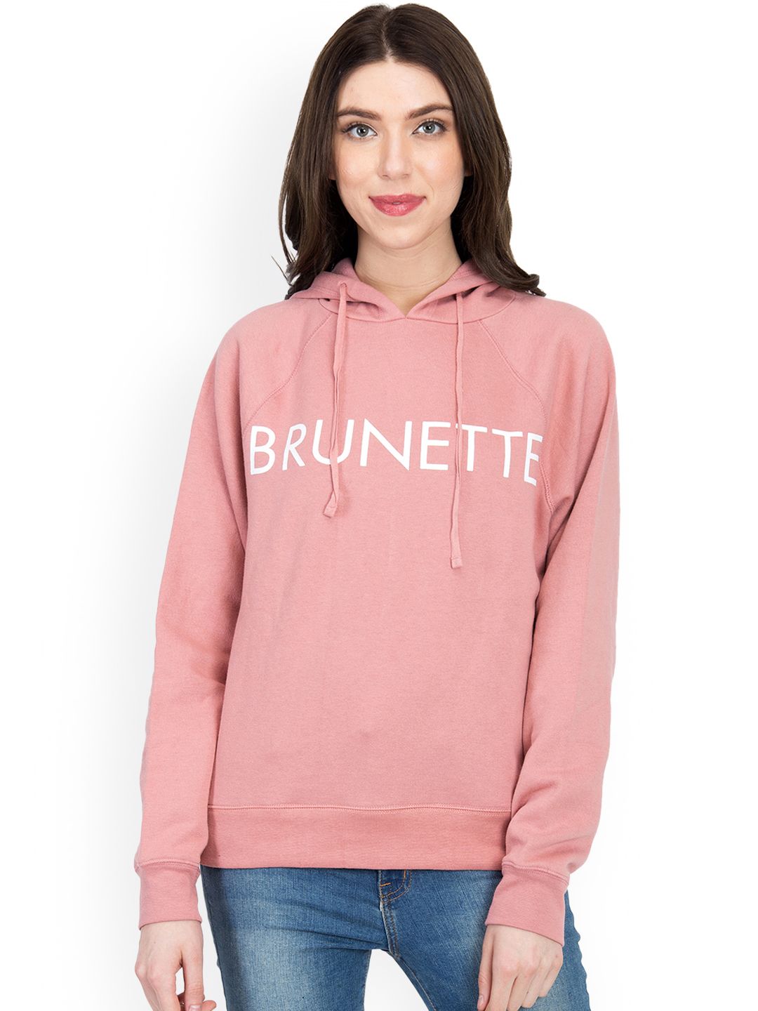 Kotty Women Pink Printed Hooded Sweatshirt