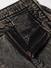 Kotty Women Charcoal Grey Washed Cotton High-Rise Slim Fit Jeans
