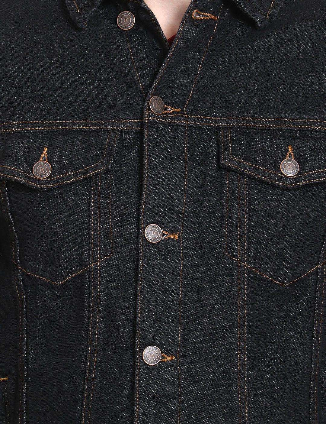 Kotty Men Black Solid Denim Jacket