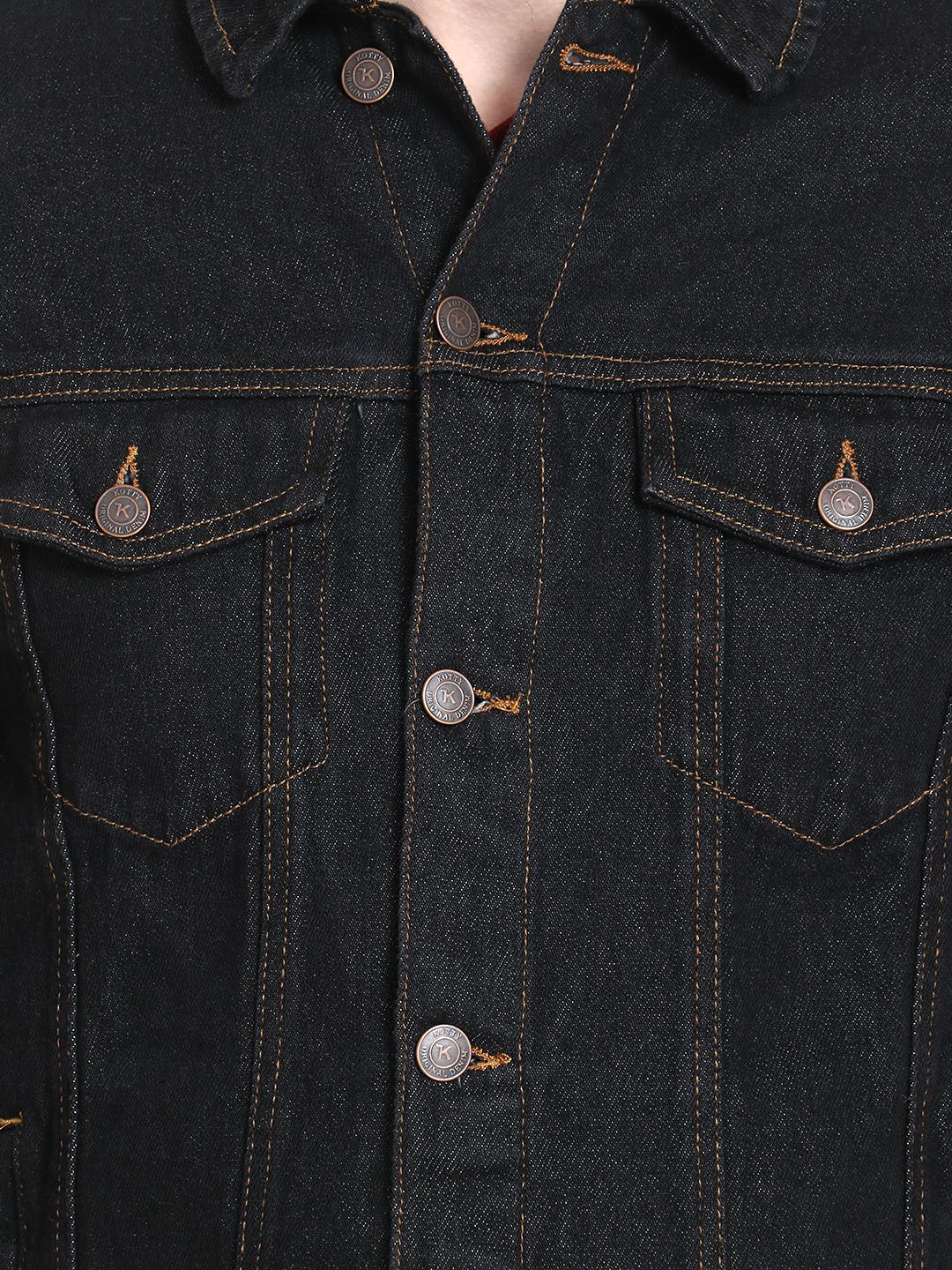 Kotty Men Black Solid Denim Jacket