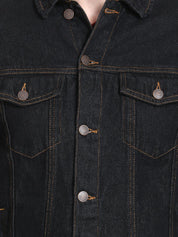 Kotty Men Black Solid Denim Jacket