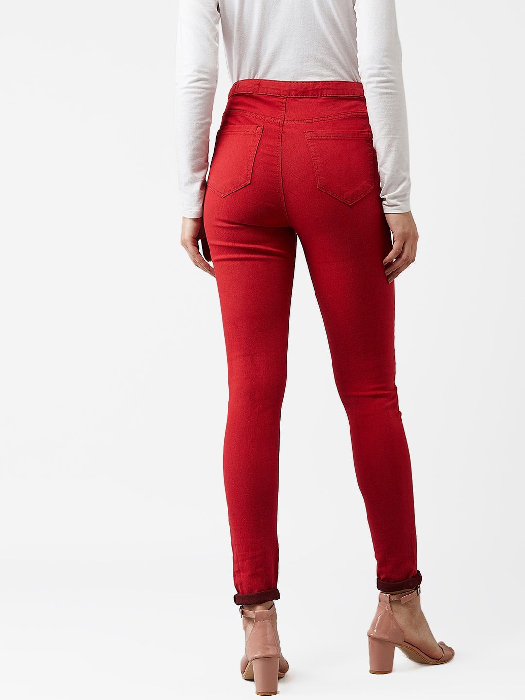 Kotty Women Red Skinny Fit High-Rise Clean Look Jeans