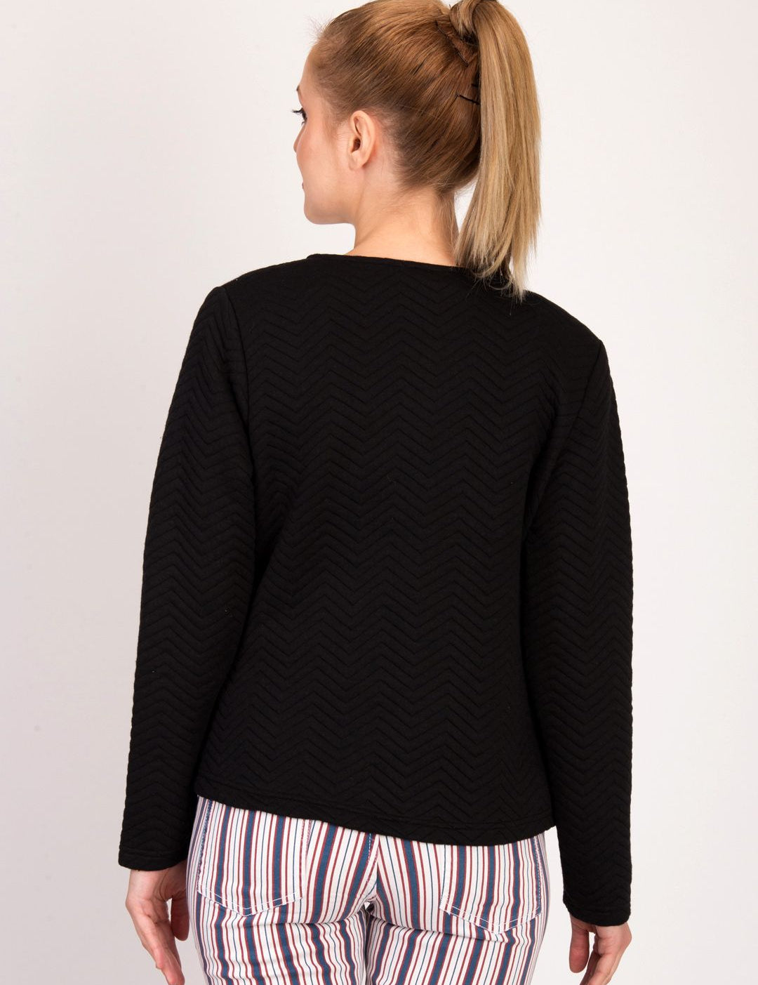 Kotty Women Black Self Design Tailored Jacket