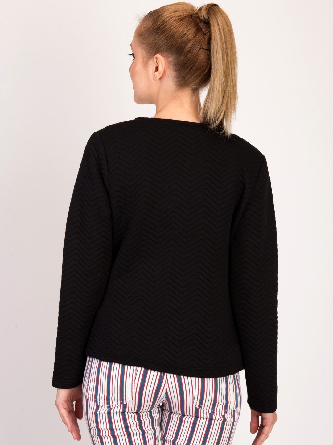 Kotty Women Black Self Design Tailored Jacket