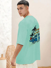 Kotty Men Solid Drop-Shoulder Sleeves Pockets T-shirt