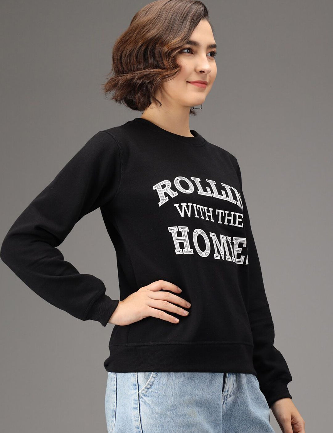 Kotty Women Black Printed Sweatshirt