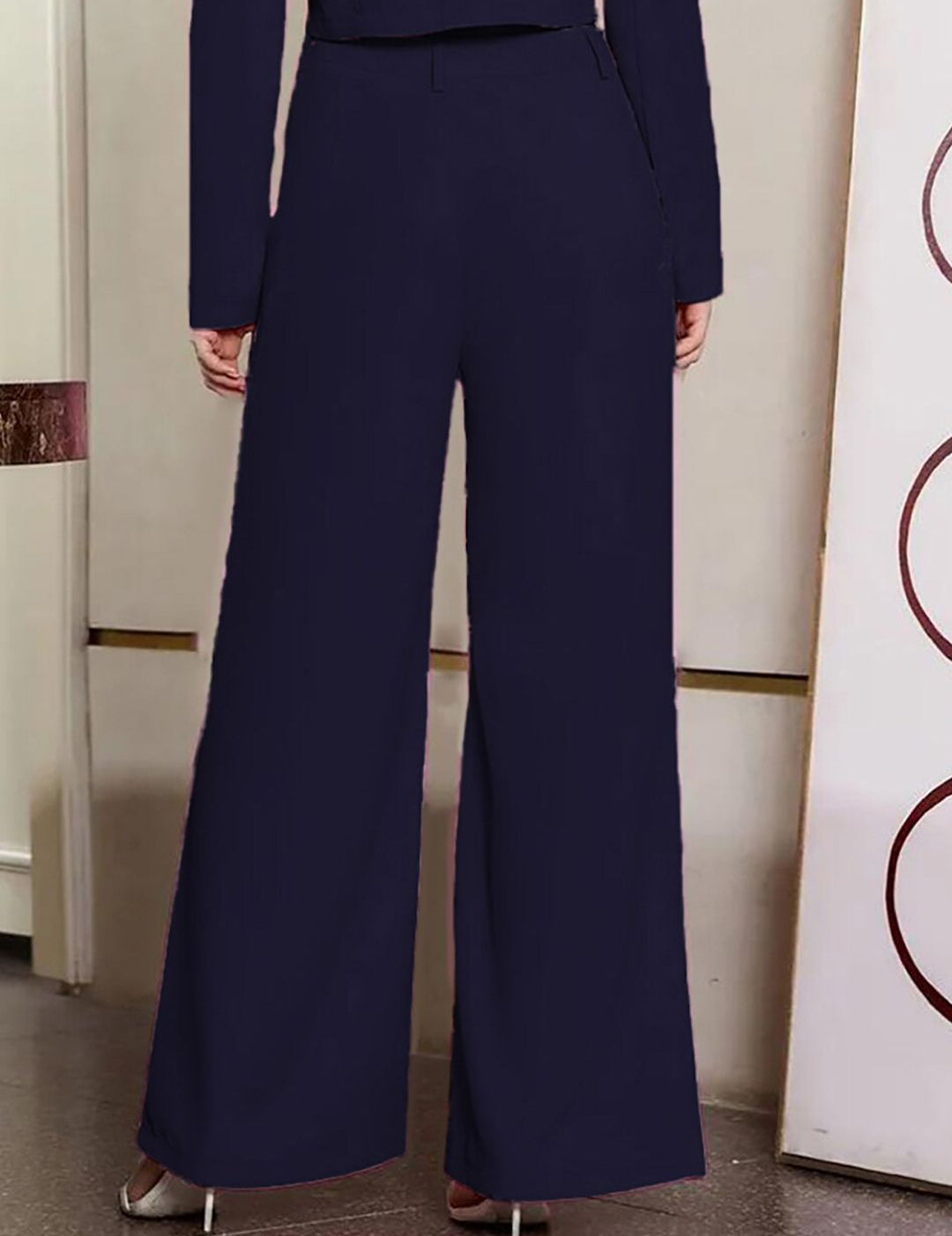 KOTTY BIZwear Basics Women Relaxed Straight Leg High-Rise Easy Wash Pleated Parallel Trousers