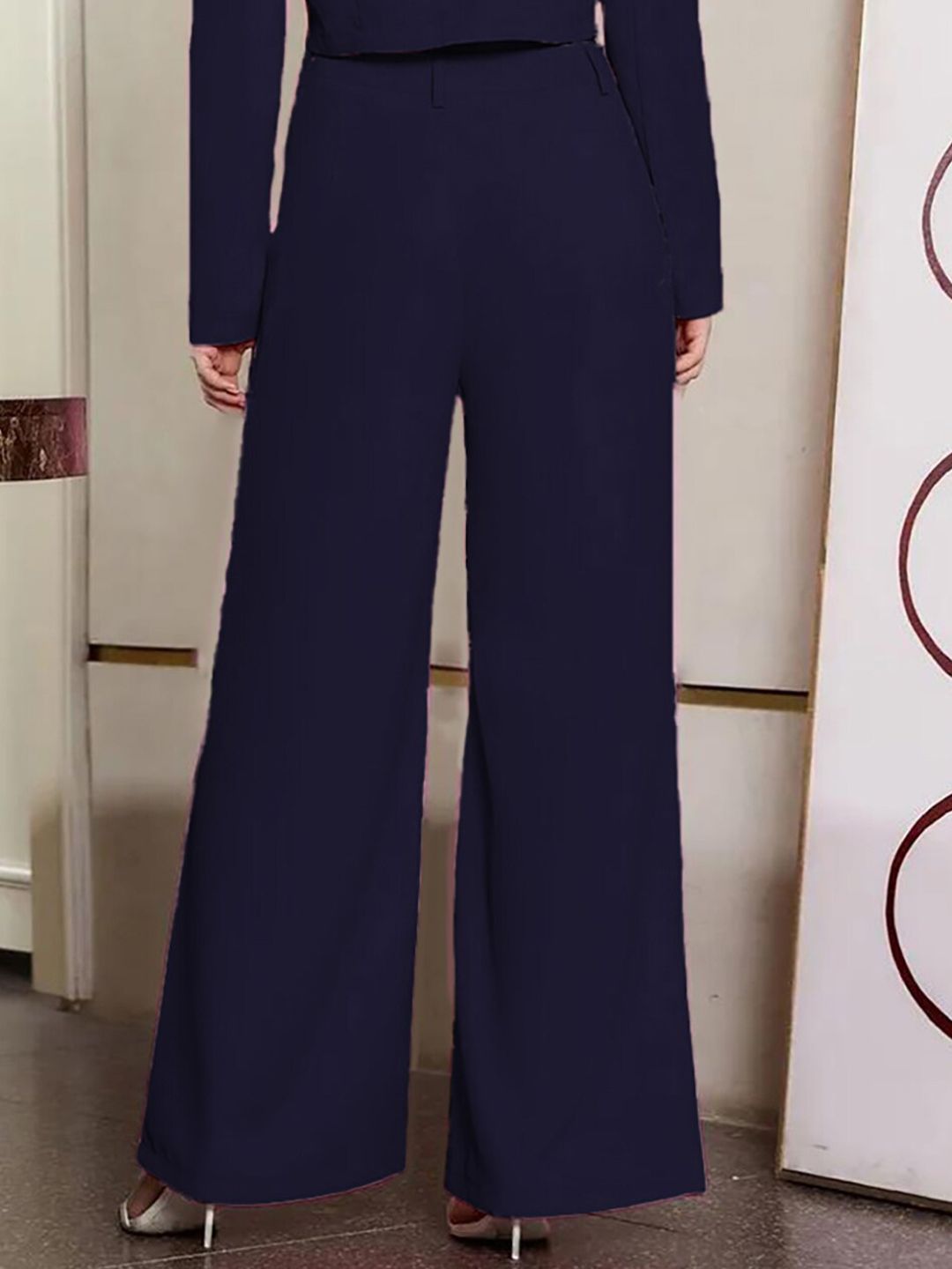 KOTTY BIZwear Basics Women Relaxed Straight Leg High-Rise Easy Wash Pleated Parallel Trousers