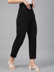 Kotty Women Relaxed Straight Fit High-Rise Easy Wash Pleated Trousers