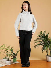 Kotty Women Cotton Turtle Neck Long Sleeves Casual Pullover