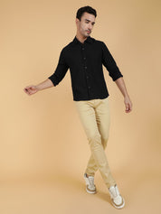 Kotty Men Relaxed Spread Collar Textured Casual Shirt