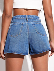Stylecast X KOTTY Basics Women High-Rise Denim Shorts