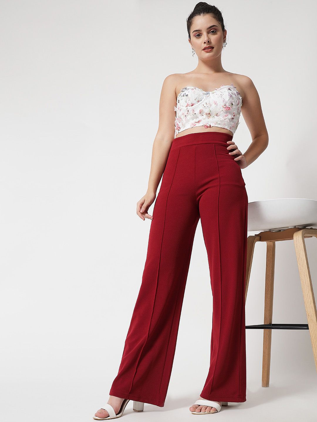 Kotty Women Pack of 2 Relaxed Straight Leg Straight Fit High-Rise Easy Wash Trousers