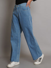Kotty Women Jean Wide Leg High-Rise Light Fade Stretchable Jeans