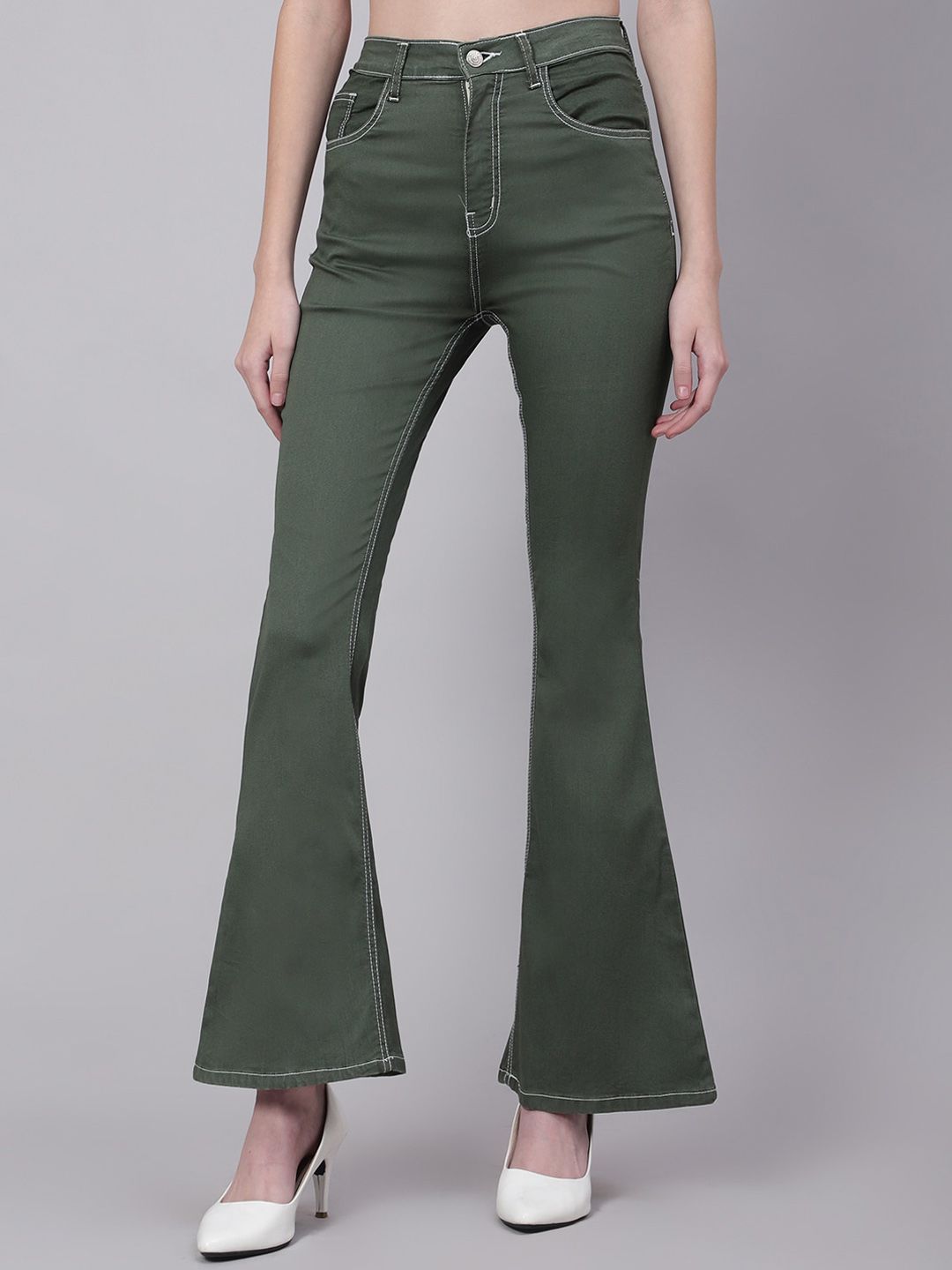 Kotty Women Jean Bootcut High-Rise Low Distress Stretchable Jeans