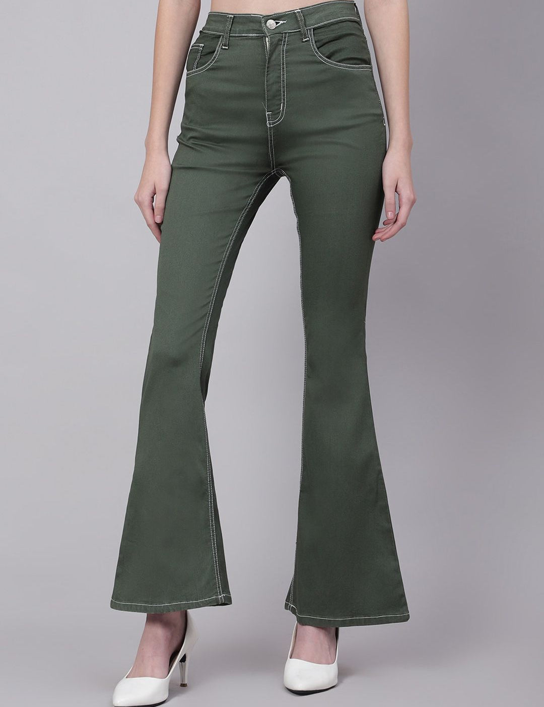 Kotty Women Jean Bootcut High-Rise Low Distress Stretchable Jeans