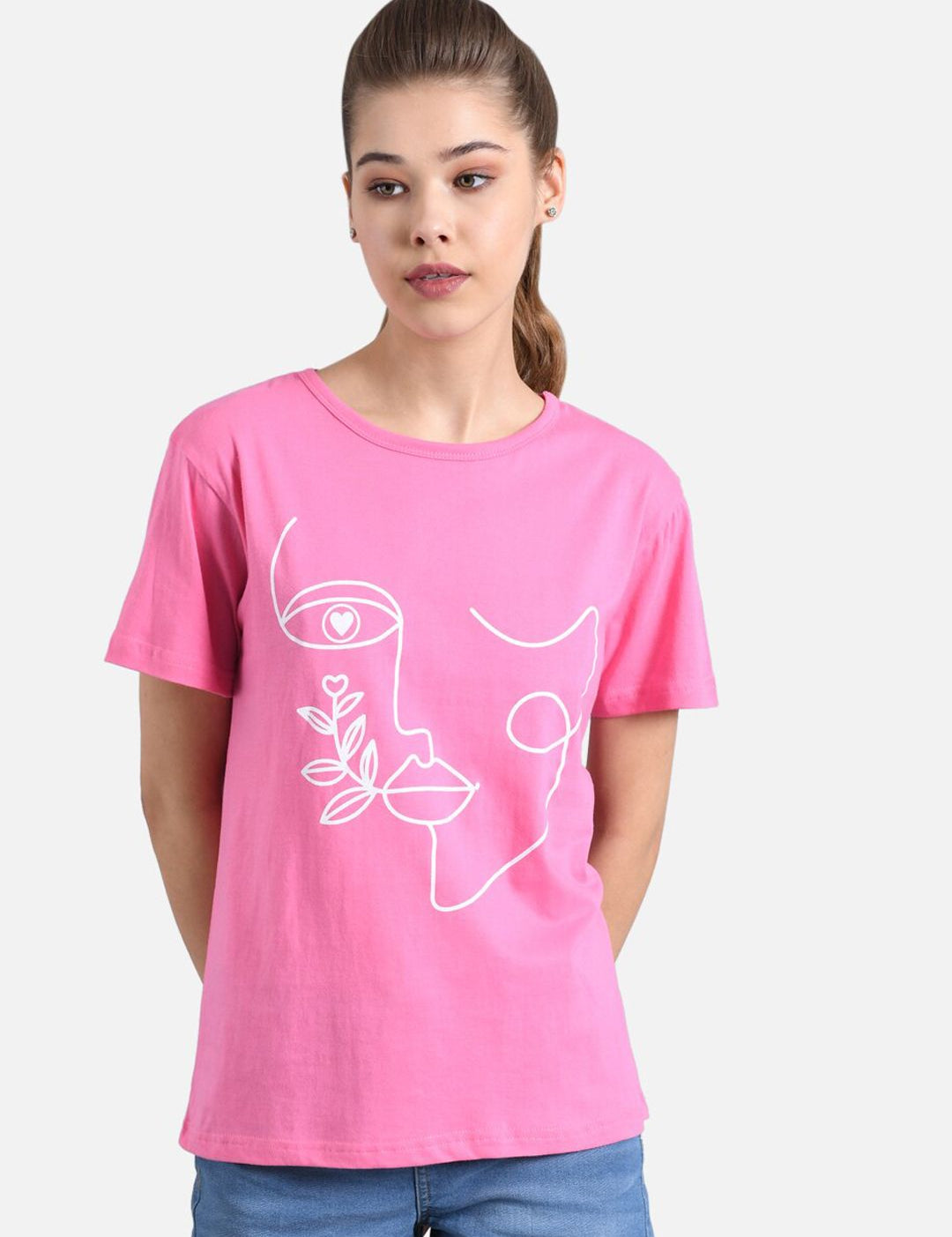 Kotty Women Pack Of 2 Printed Round Neck T-shirts