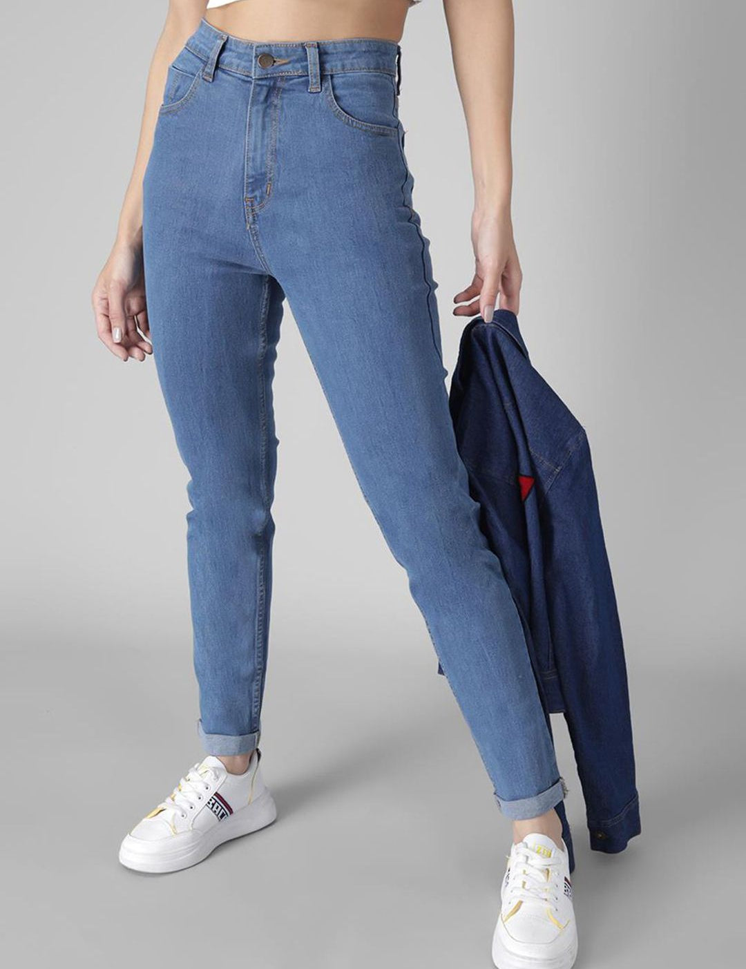 KOTTY Basics Women Slim Fit High-Rise Slash Knee Stretchable Jeans