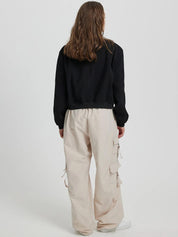 Kotty Black Fleece Open Front Jacket