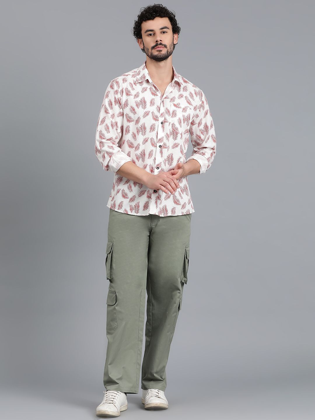 Kotty Men Spread Collar Floral Printed Casual Shirt