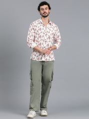 Kotty Men Spread Collar Floral Printed Casual Shirt