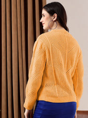 Kotty Women Open Knit Round Neck Pullover Sweater