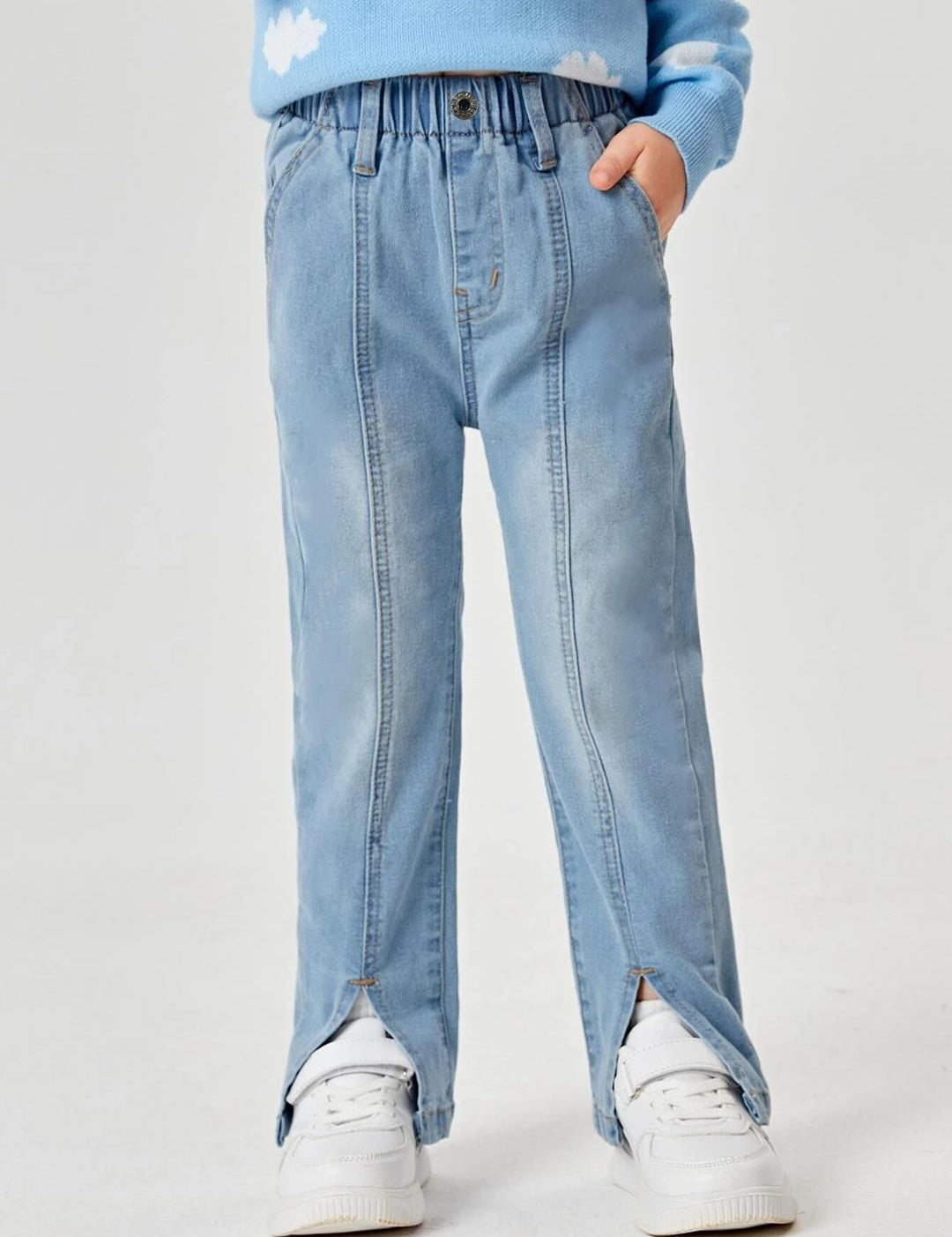 Kotty Girls Jean Straight Fit Heavy Fade Stretchable Jeans