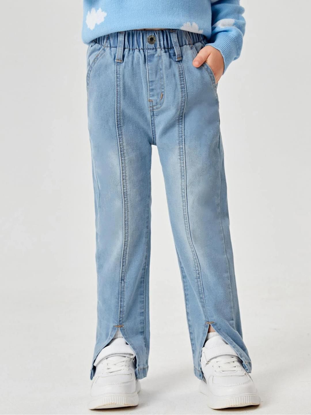 Kotty Girls Jean Straight Fit Heavy Fade Stretchable Jeans