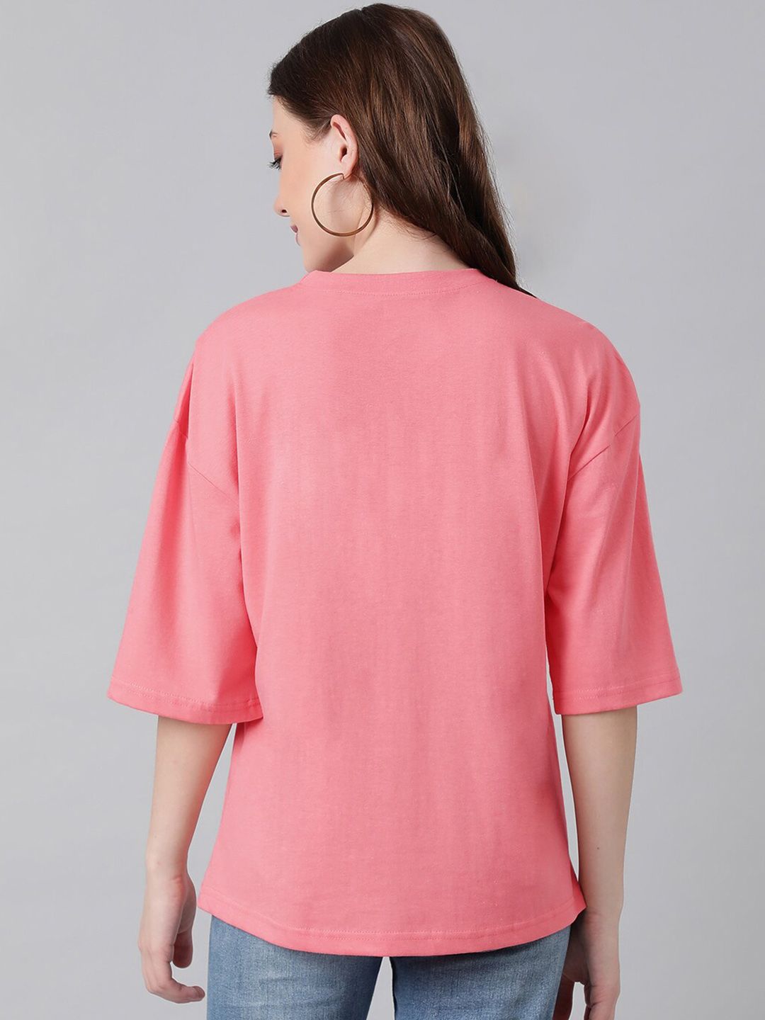 Kotty Graphic Printed Round Neck Drop-Shoulder Sleeves Oversized Fit Cotton T-Shirt