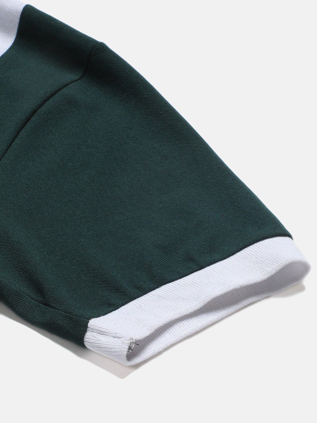 Kotty Black & White Colourblocked Polo Collar Cotton T-shirt