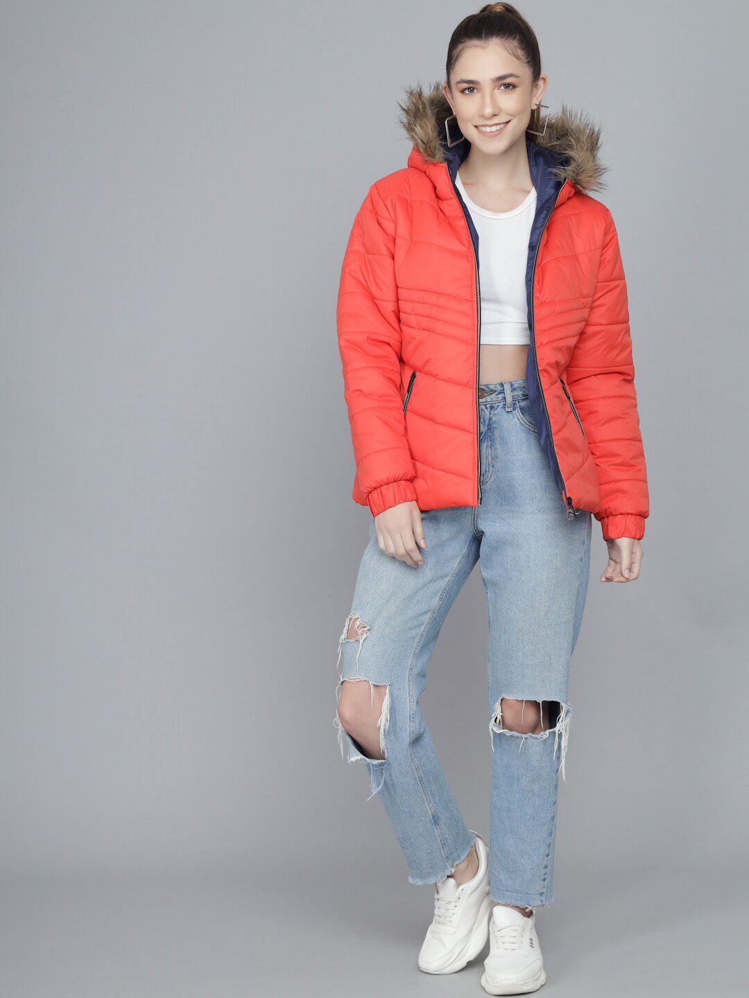 Kotty Women Orange Lightweight Longline Parka Jacket