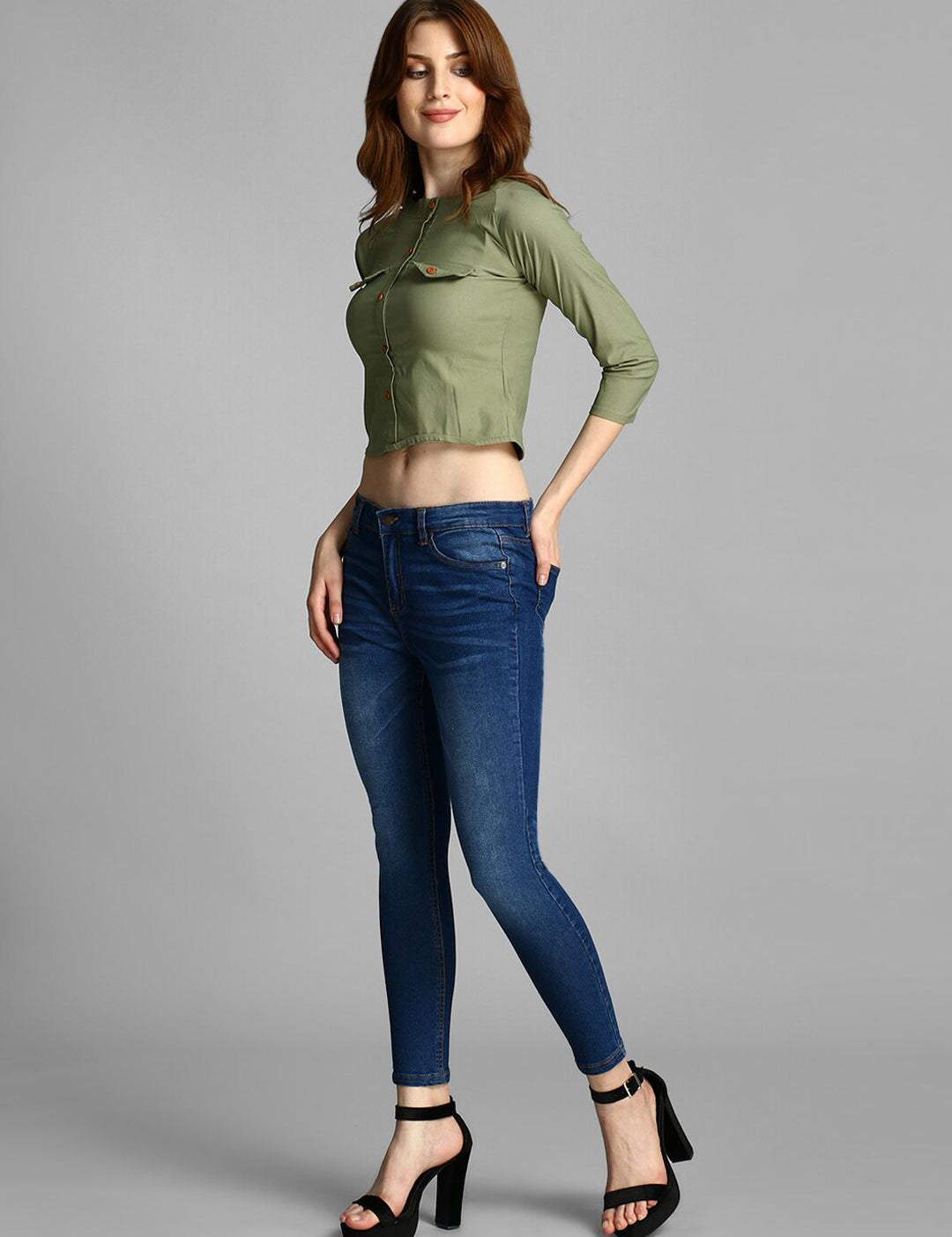 Kotty Women Blue Skinny Fit High-Rise Clean Look Cotton Jeans