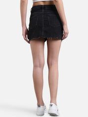 Kotty Women Black Solid Denim Skirt
