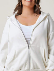 Kotty Plus Size Hooded Fleece Front-Open Sweatshirt
