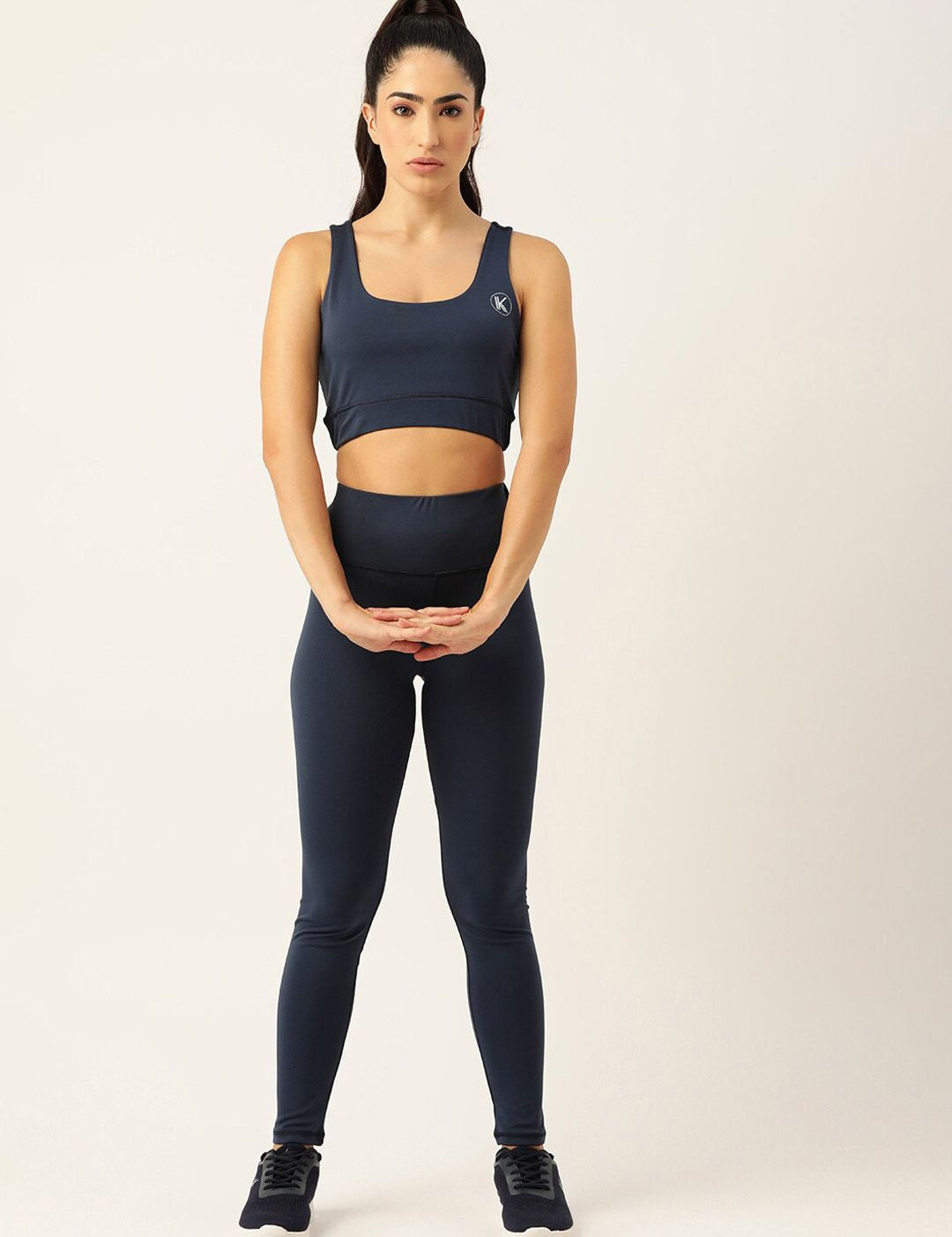 Kotty Women Navy Blue High-Rise Sports Bra & Tights