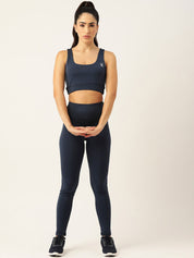 Kotty Women Navy Blue High-Rise Sports Bra & Tights