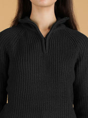 Kotty Women Ribbed Mock Collar Full Sleeve Pullover Sweaters