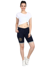 Kotty Women Blue Solid Regular Fit Denim Shorts