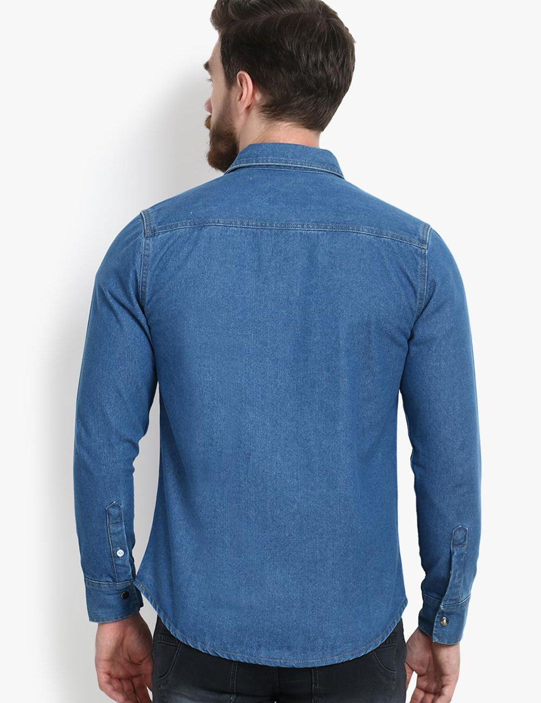 Kotty Men Blue Regular Fit Solid Casual Shirt