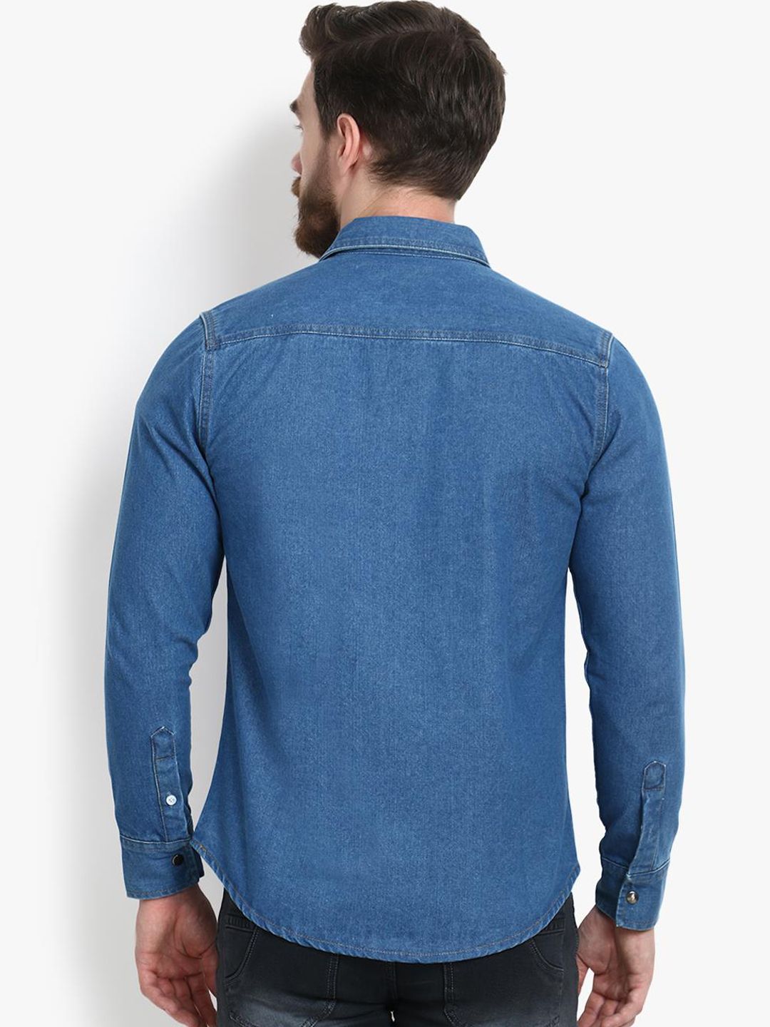 Kotty Men Blue Regular Fit Solid Casual Shirt
