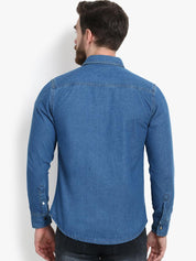 Kotty Men Blue Regular Fit Solid Casual Shirt