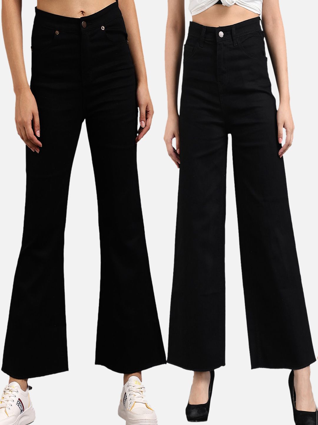 Kotty Women Flared High-Rise Cotton Lycra Stretchable Jeans