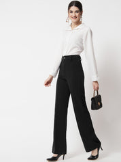 Kotty Women Relaxed Straight Leg Straight Fit High-Rise Easy Wash Trousers