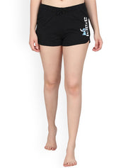 Kotty Women Black Solid Lounge Shorts KTTSLEEPSHORTS203