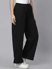 Kotty Women Black Solid Straight-Fit Track Pants