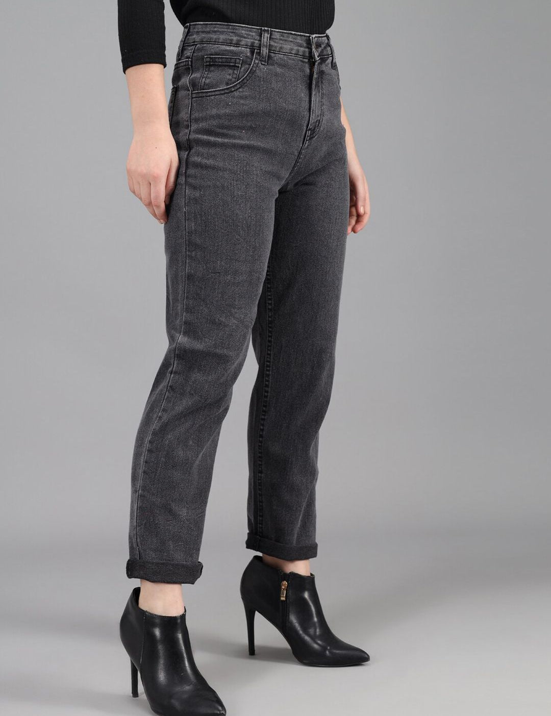 Kotty Women Charcoal Grey Slim Fit High-Rise Jeans