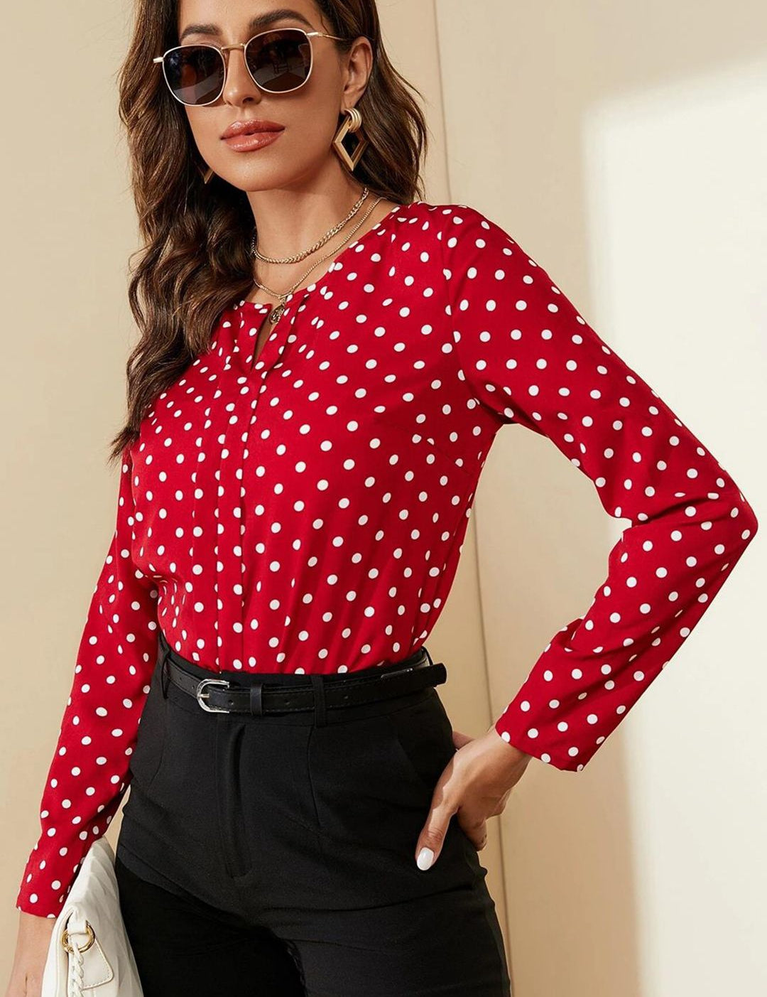 Kotty Red Polka Dot Printed Top
