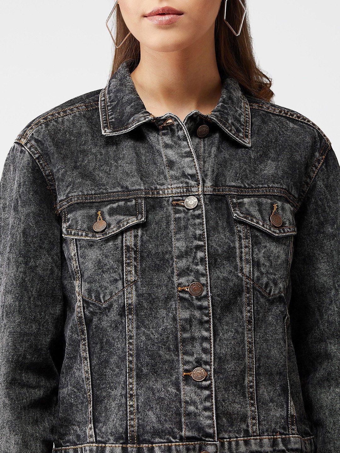 Kotty Women Black Solid Denim Jacket