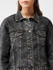 Kotty Women Black Solid Denim Jacket